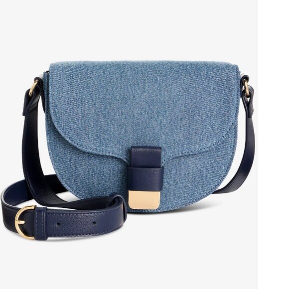On 34th Holmme denim small saddle crossbody bag - Blue - Picture 10 of 10